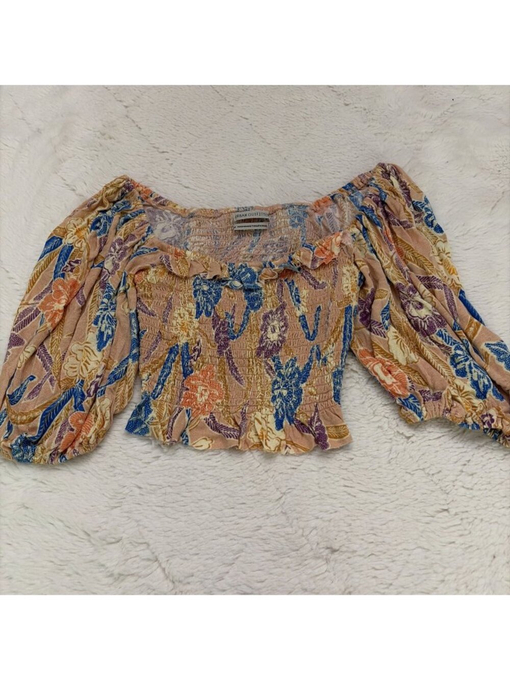 Urban Outfitters Women’s Medium Beachy Boho Floral Rouged Crop Top